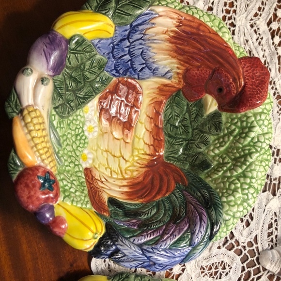 Fitz & Floyd Colorful Coq Du Village Chicken Set - Picture 2 of 4